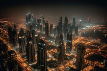 dubai in the night created with Generative AI technology