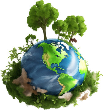 green planet earth with tree