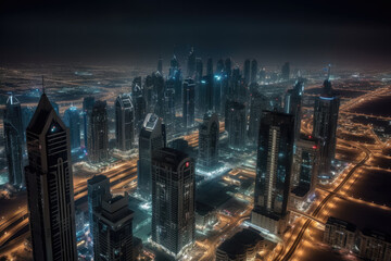 dubai in the night created with Generative AI technology