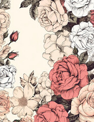 Flower Stationary, Rose Design, Wedding Invitations, Stationary Design. Generative AI