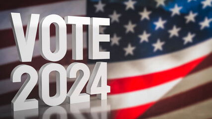 Text vote 2024 on united stage of America  flag  3d rendering