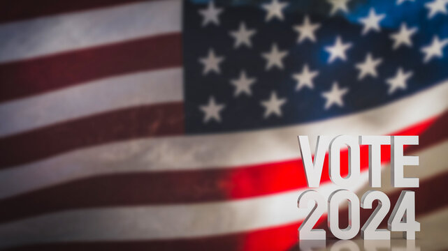 Text vote 2024 on united stage of America  flag  3d rendering