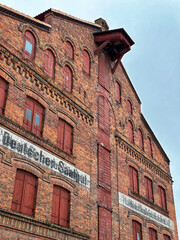 Fototapeta na wymiar Low angle view of Hanseatic building in Wismar