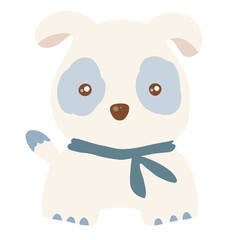 White dog with scarf