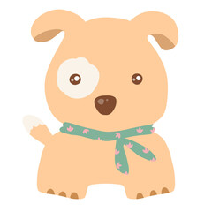 Brown dog with dot and green scarf
