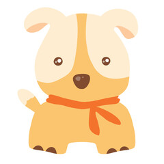Dog with brown scarf