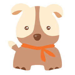 Brown dog with orange scarf