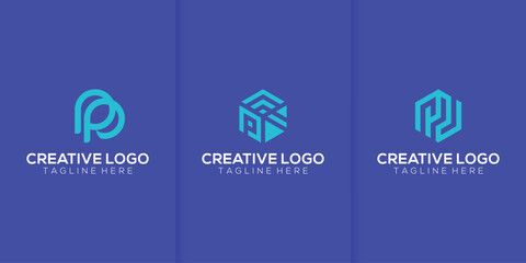 Creative and Minimalist Letter PR Logo Design Icon