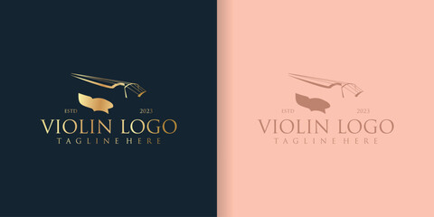 Abstract monochrome icon of violin with text. Vector illustration