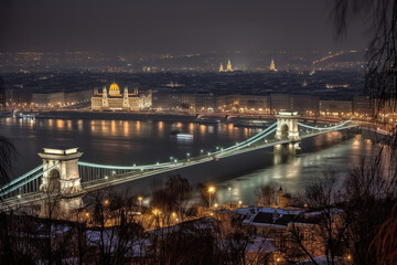 budapest at night created with Generative AI technology