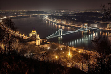 Fototapeta premium budapest at night created with Generative AI technology