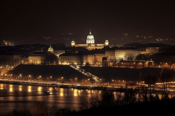 budapest at night created with Generative AI technology