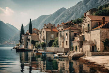 Fototapeta na wymiar old town of kotor country created with Generative AI technology