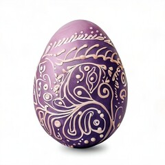 Handmade purple Easter egg isolated on a white background. Clipping path.
