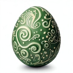 Handmade lime/ green Easter egg isolated on a white background. Clipping path.