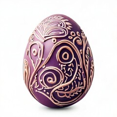 Fototapeta premium Handmade purple Easter egg isolated on a white background. Clipping path.
