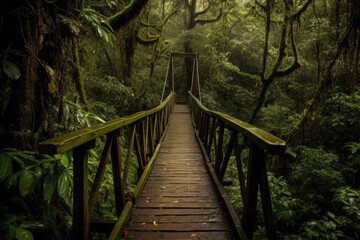 bridge in the forest created with Generative AI technology