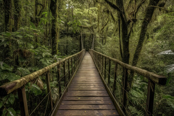 Fototapeta na wymiar bridge in the forest created with Generative AI technology
