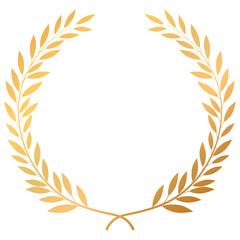 Winner Golden Wreath leaves ornament card icon on png transparent background, Vectors 02
