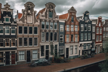 Fototapeta premium city canal houses at amsterdam Generative AI, Generativ, KI, 