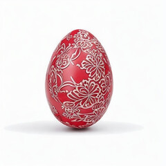 Fototapeta premium Handmade red Easter egg isolated on a white background. Clipping path.