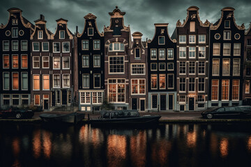 city canal houses at amsterdam Generative AI, Generativ, KI, 