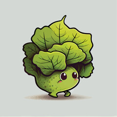 cute Lettuce vegetable character, cartoon, children book style, artistic, theme print design, for t-shirt print and case, Illustrator
