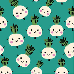 Fototapeta premium cute simple turnip pattern, cartoon, minimal, decorate blankets, carpets, for kids, theme print design 