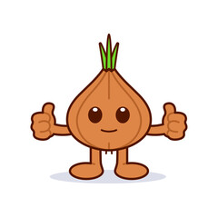 Cute Onion Character Giving Thumbs Up