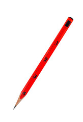 Red pencil with ruler on transparent background