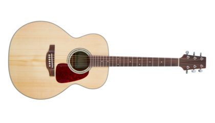 Acoustic guitar isolated on transparent background.