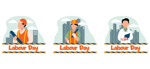 Flat Bundle Labour Day Design Illustration