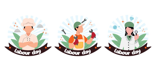 Labour Day Flat Bundle Design Illustration