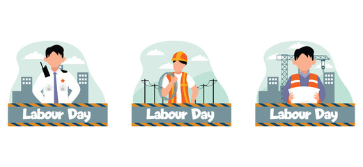 Fototapeta premium Flat Bundle Labour Day Design Illustration