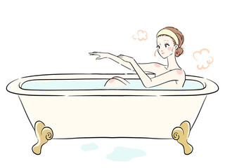 お風呂に浸かる女性