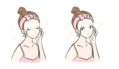 保湿パックをする女性