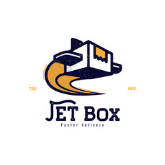 flying box for delivery vintage logo design