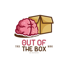 brain beside the box for creativity studio and creative industry logo design
