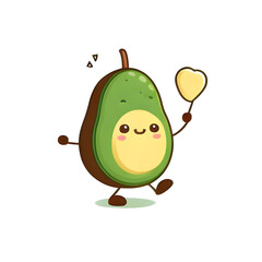 cartoon character  avocado on white background.
