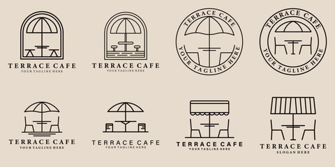 set bundle terrace cafe logo line art vector illustration design