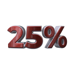 25 Percent 3D render transparent background