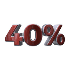 40 Percent 3D render transparent background