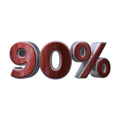 90 Percent 3D render transparent background