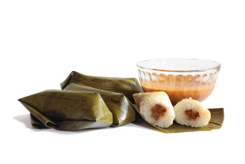 Lontong isolated on white background