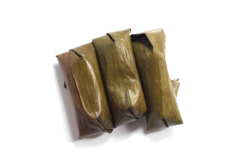 Lontong isolated on white background