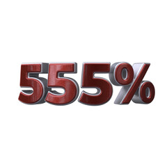 555 Percent 3D render transparent background