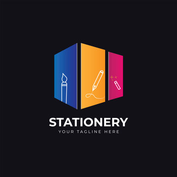stationery logo design educational tools vector illustration