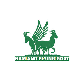 RAM AND HORNED GOAT LOGO, silhouette of great ram standing vector illustrations