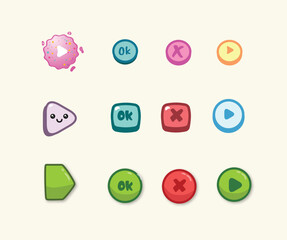 Cute Soft Buttons UI Kit Interface - 592508146