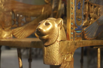 Golden Throne of Tutankhamun at The Egyptian Museum in Cairo, Egypt
